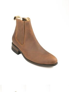 Tan Venaderos nubuck leather charro Mexican Western ankle Men’s Boots 27 1/2